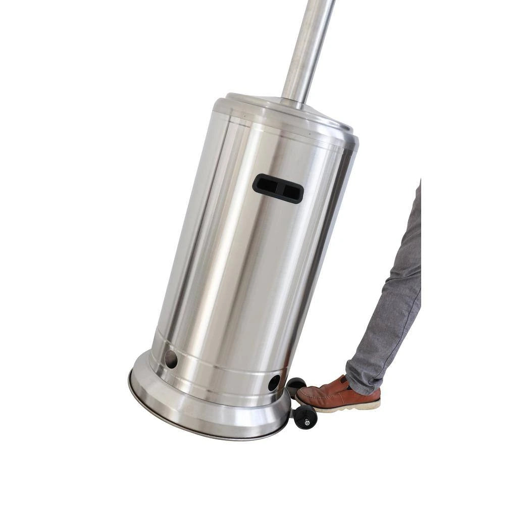 46000 Btus Aluminum Propane Standing Patio Heater with Wheels, Gray — product view 6