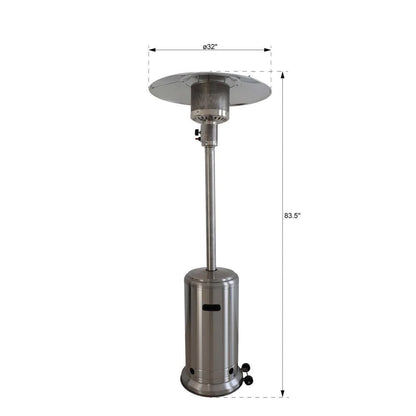 46000 Btus Aluminum Propane Standing Patio Heater with Wheels, Gray — product view 3