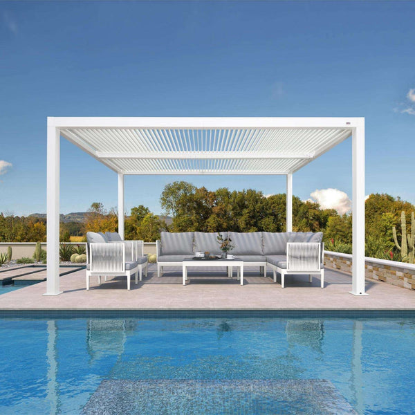 Louvered Aluminum Pergola with Adjustable Roof – White