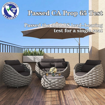 6-Piece Aluminum Patio Furniture Set,Polyester Light Grey W/Table — product view 3