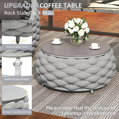 6-Piece Aluminum Patio Furniture Set,Polyester Light Grey W/Table — product view 7