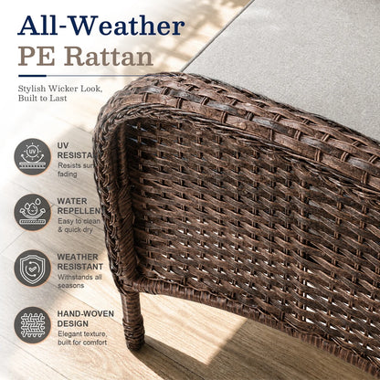 7 Piece Outdoor Patio Furniture Set, Patio Furniture Set with Fire Pit Table Rattan Wicker Patio Furniture Set, Brown Wicker & Beige Cushion — product view 14