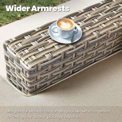 9 Pieces Patio Furniture Set outside Furniture Wicker Patio Conversation Set with Swivel Chairs, Outdoor Furniture for Garden, Beige — product view 10