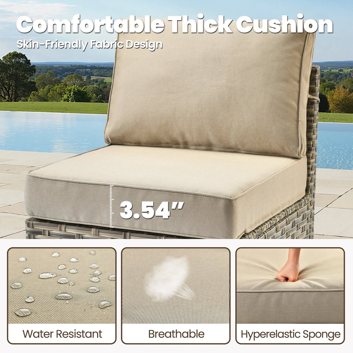 9 Pieces Patio Furniture Set outside Furniture Wicker Patio Conversation Set with Swivel Chairs, Outdoor Furniture for Garden, Beige — product view 13