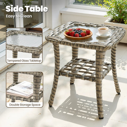 9 Pieces Patio Furniture Set outside Furniture Wicker Patio Conversation Set with Swivel Chairs, Outdoor Furniture for Garden, Beige — product view 2