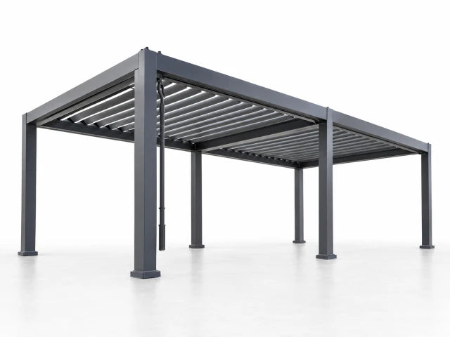 All-Aluminum Louvered Pergola 12 Ft X 24 Ft, Outdoor Pergola with Adjustable Louvered Roof, Reinforced Aluminum Frame, Integrated Drainage System, Hardtop Gazebo for Patio, Deck, Gray
