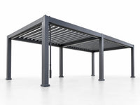 All-Aluminum Louvered Pergola 12 Ft X 24 Ft, Outdoor Pergola with Adjustable Louvered Roof, Reinforced Aluminum Frame, Integrated Drainage System, Hardtop Gazebo for Patio, Deck, Gray
