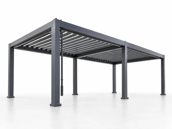 All-Aluminum Louvered Pergola 12 Ft X 24 Ft, Outdoor Pergola with Adjustable Louvered Roof, Reinforced Aluminum Frame, Integrated Drainage System, Hardtop Gazebo for Patio, Deck, Gray