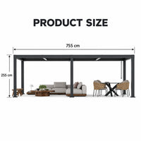 All-Aluminum Louvered Pergola 12 Ft X 24 Ft, Outdoor Pergola with Adjustable Louvered Roof, Reinforced Aluminum Frame, Integrated Drainage System, Hardtop Gazebo for Patio, Deck, Gray — product view 10