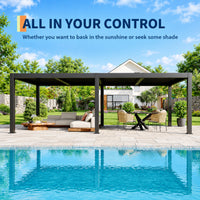 All-Aluminum Louvered Pergola 12 Ft X 24 Ft, Outdoor Pergola with Adjustable Louvered Roof, Reinforced Aluminum Frame, Integrated Drainage System, Hardtop Gazebo for Patio, Deck, Gray — product view 11