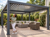 All-Aluminum Louvered Pergola 12 Ft X 24 Ft, Outdoor Pergola with Adjustable Louvered Roof, Reinforced Aluminum Frame, Integrated Drainage System, Hardtop Gazebo for Patio, Deck, Gray — product view 2