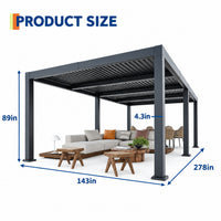 All-Aluminum Louvered Pergola 12 Ft X 24 Ft, Outdoor Pergola with Adjustable Louvered Roof, Reinforced Aluminum Frame, Integrated Drainage System, Hardtop Gazebo for Patio, Deck, Gray — product view 5