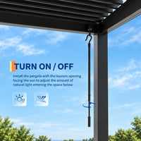 All-Aluminum Louvered Pergola 12 Ft X 24 Ft, Outdoor Pergola with Adjustable Louvered Roof, Reinforced Aluminum Frame, Integrated Drainage System, Hardtop Gazebo for Patio, Deck, Gray — product view 6