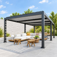 All-Aluminum Louvered Pergola 12 Ft X 24 Ft, Outdoor Pergola with Adjustable Louvered Roof, Reinforced Aluminum Frame, Integrated Drainage System, Hardtop Gazebo for Patio, Deck, Gray — product view 8