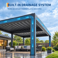 All-Aluminum Louvered Pergola 12 Ft X 24 Ft, Outdoor Pergola with Adjustable Louvered Roof, Reinforced Aluminum Frame, Integrated Drainage System, Hardtop Gazebo for Patio, Deck, Gray — product view 9