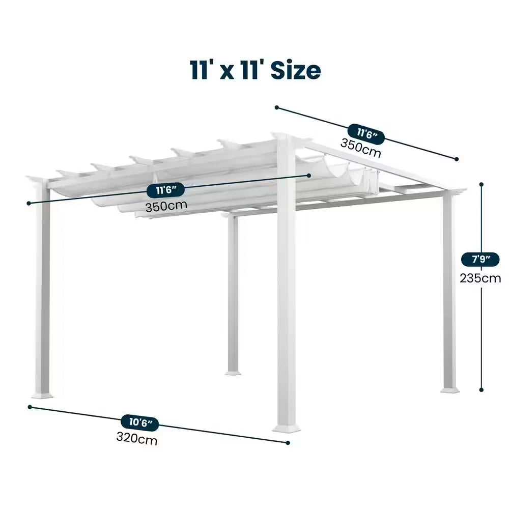 Florence 11 Ft. X 11 Ft. Aluminum Pergola in White Finish and White Canopy — product view 2