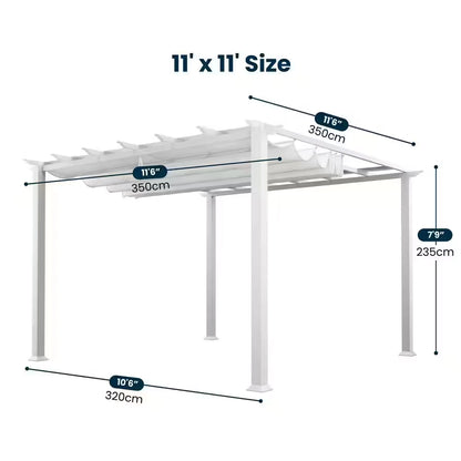 Florence 11 Ft. X 11 Ft. Aluminum Pergola in White Finish and White Canopy — product view 2