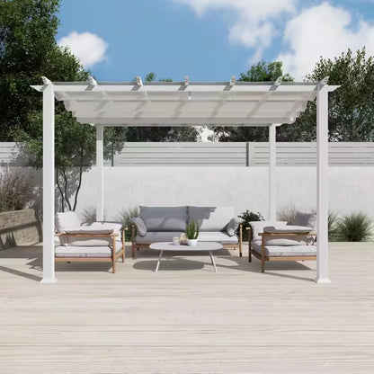 Florence 11 Ft. X 11 Ft. Aluminum Pergola in White Finish and White Canopy — product view 3