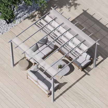 Florence 11 Ft. X 11 Ft. Aluminum Pergola in White Finish and White Canopy — product view 5