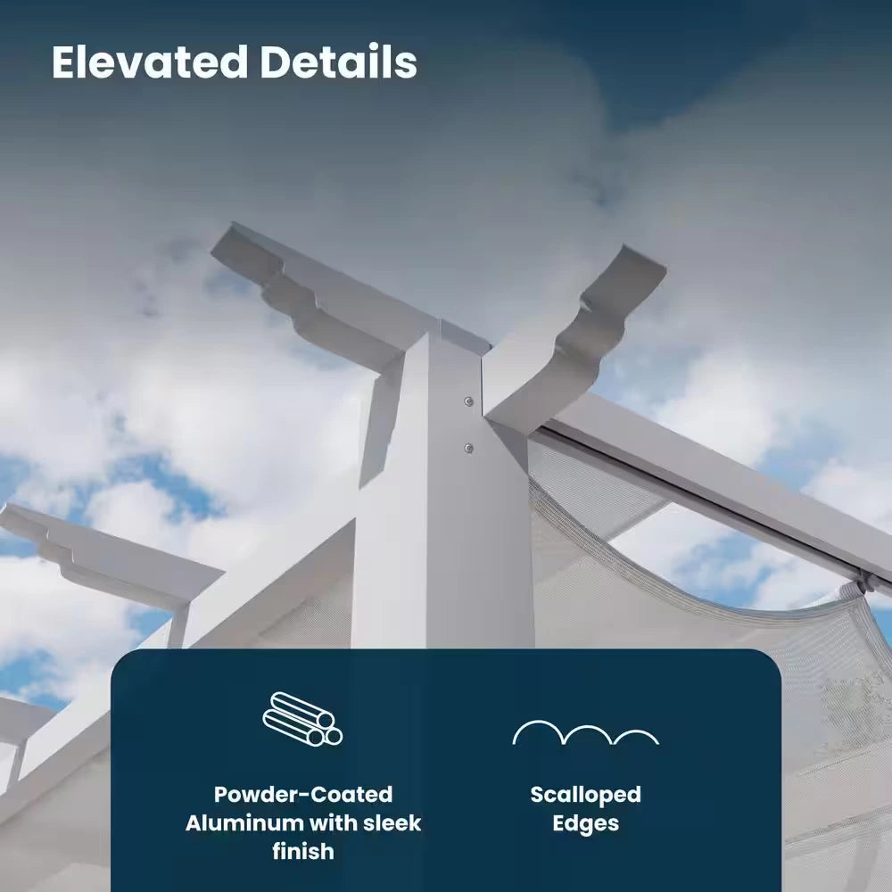 Florence 11 Ft. X 11 Ft. Aluminum Pergola in White Finish and White Canopy — product view 7
