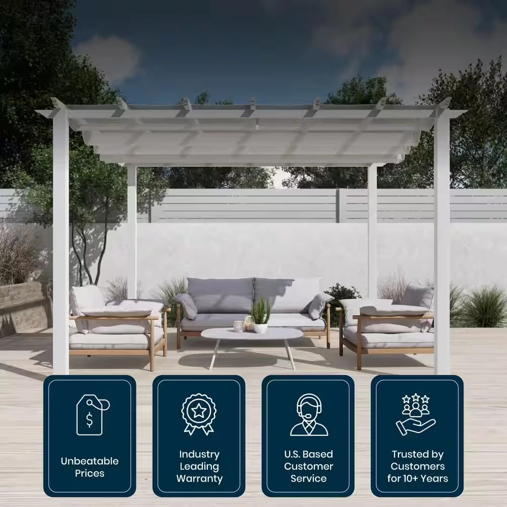 Florence 11 Ft. X 11 Ft. Aluminum Pergola in White Finish and White Canopy — product view 8