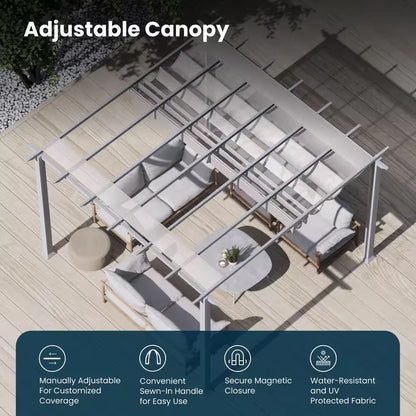 Florence 11 Ft. X 11 Ft. Aluminum Pergola in White Finish and White Canopy — product view 9