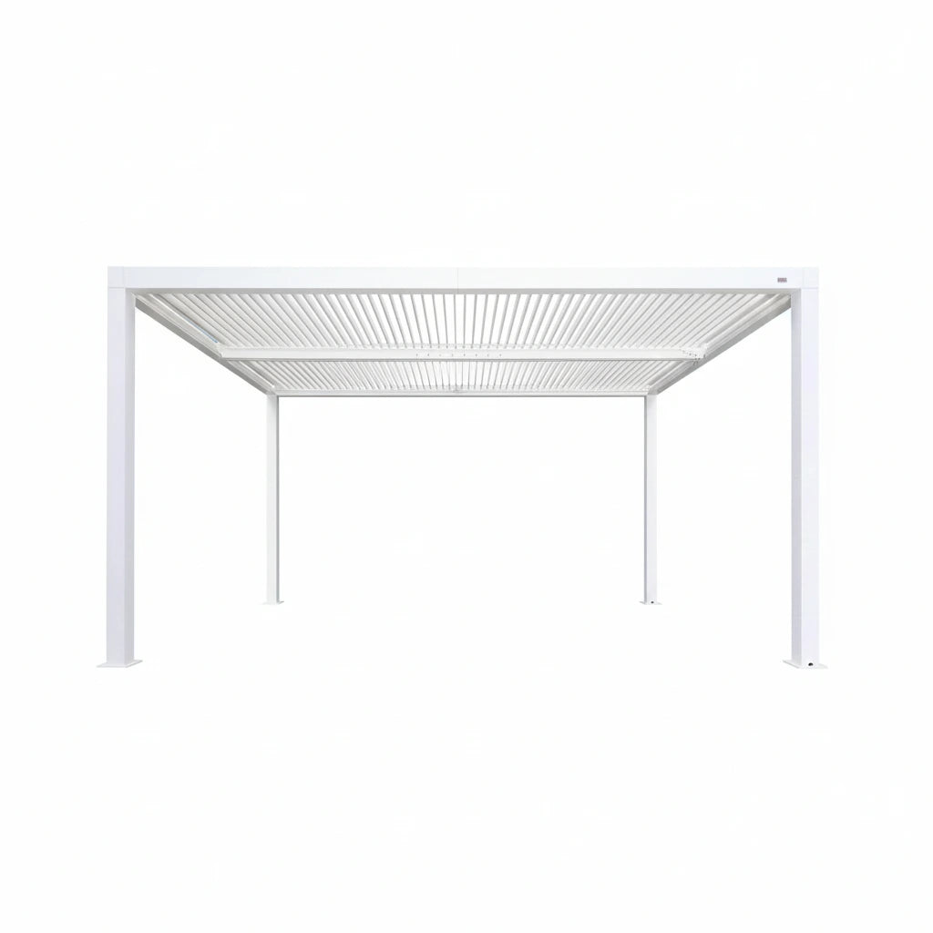 Louvered Pergola Modern White Pergola with Adjustable Roof for Deck Backyard Garden