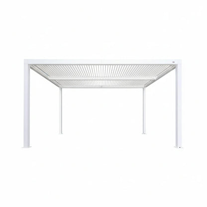 Louvered Pergola Modern White Pergola with Adjustable Roof for Deck Backyard Garden