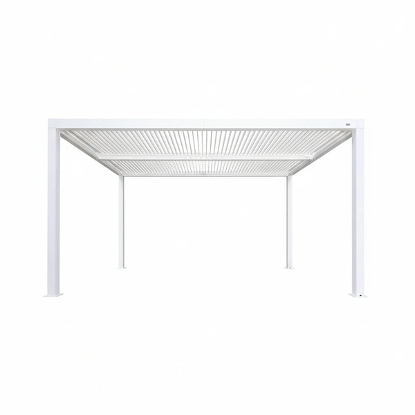 Louvered Pergola Modern White Pergola with Adjustable Roof for Deck Backyard Garden