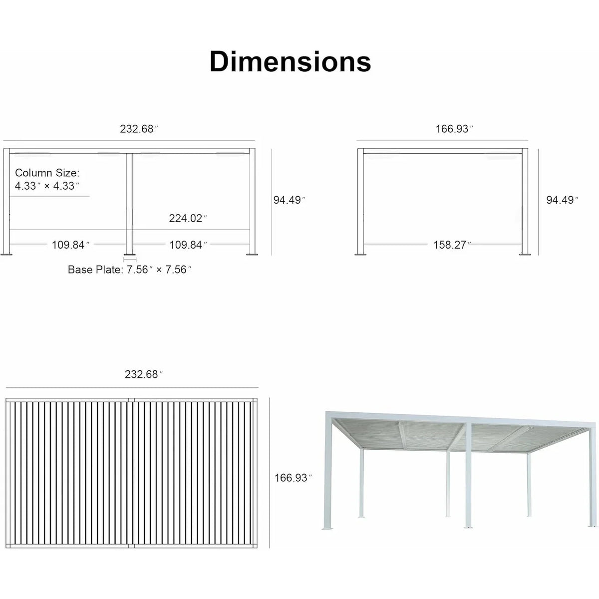 Louvered Pergola Modern White Pergola with Adjustable Roof for Deck Backyard Garden — product view 100