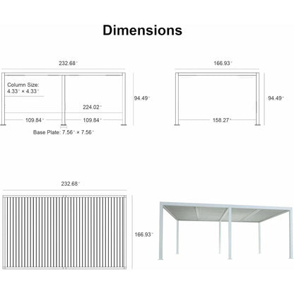 Louvered Pergola Modern White Pergola with Adjustable Roof for Deck Backyard Garden — product view 100