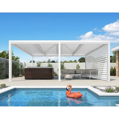 Louvered Pergola Modern White Pergola with Adjustable Roof for Deck Backyard Garden — product view 109