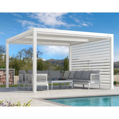 Louvered Pergola Modern White Pergola with Adjustable Roof for Deck Backyard Garden — product view 18
