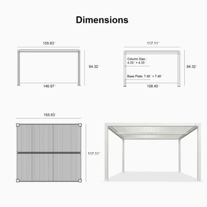 Louvered Pergola Modern White Pergola with Adjustable Roof for Deck Backyard Garden — product view 22