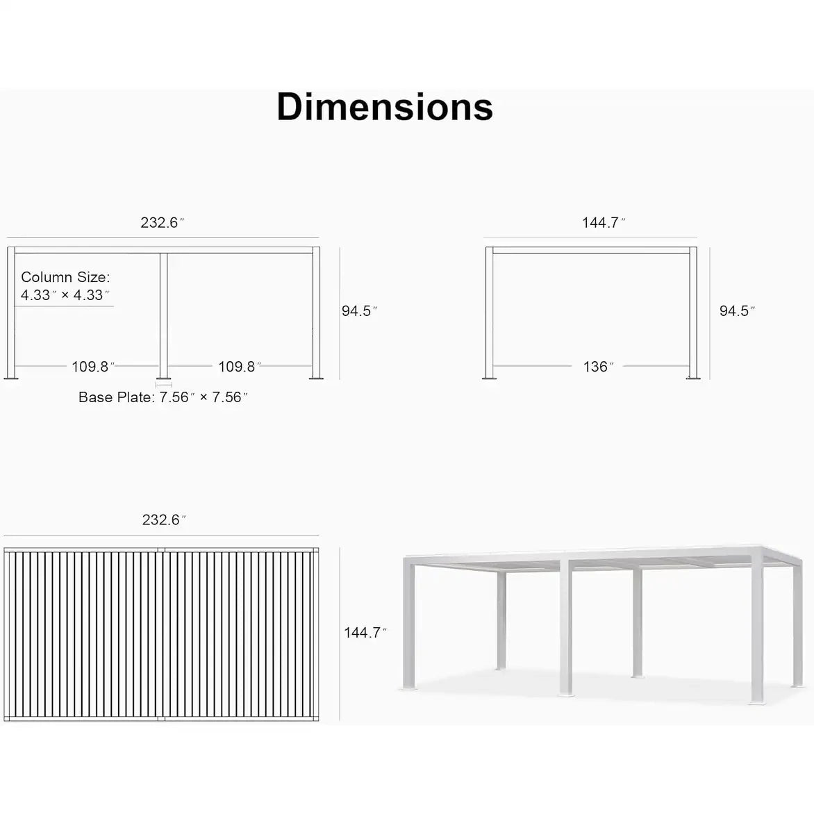 Louvered Pergola Modern White Pergola with Adjustable Roof for Deck Backyard Garden — product view 28