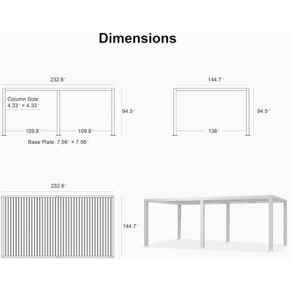 Louvered Pergola Modern White Pergola with Adjustable Roof for Deck Backyard Garden — product view 28
