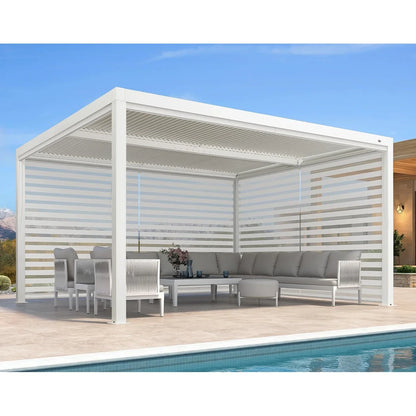 Louvered Pergola Modern White Pergola with Adjustable Roof for Deck Backyard Garden — product view 29