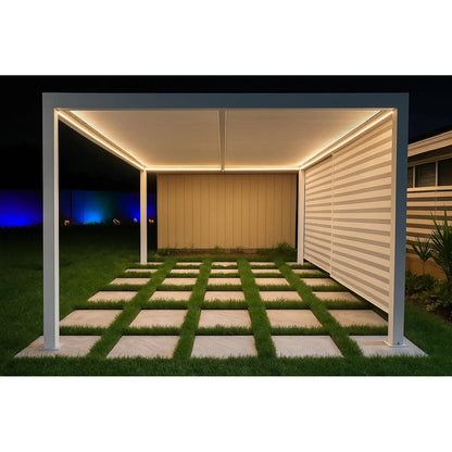 Louvered Pergola Modern White Pergola with Adjustable Roof for Deck Backyard Garden — product view 3