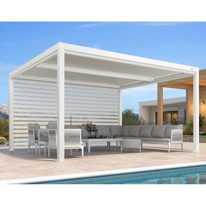 Louvered Pergola Modern White Pergola with Adjustable Roof for Deck Backyard Garden — product view 43