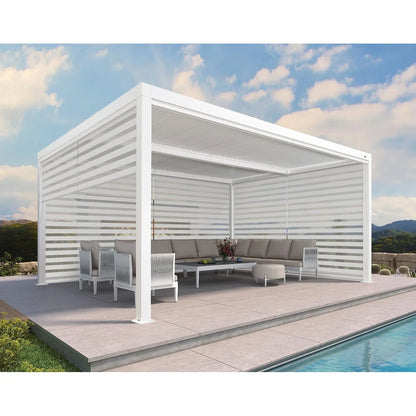 Louvered Pergola Modern White Pergola with Adjustable Roof for Deck Backyard Garden — product view 46