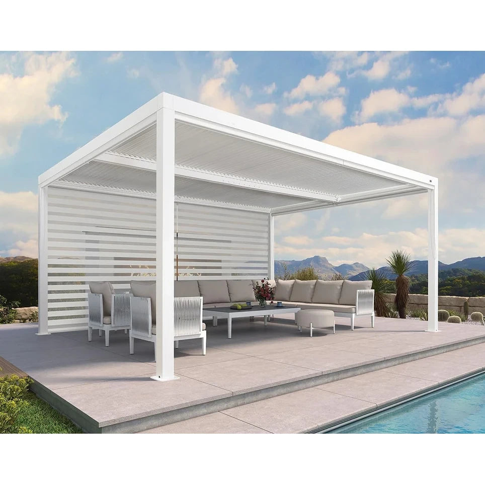Louvered Pergola Modern White Pergola with Adjustable Roof for Deck Backyard Garden — product view 47