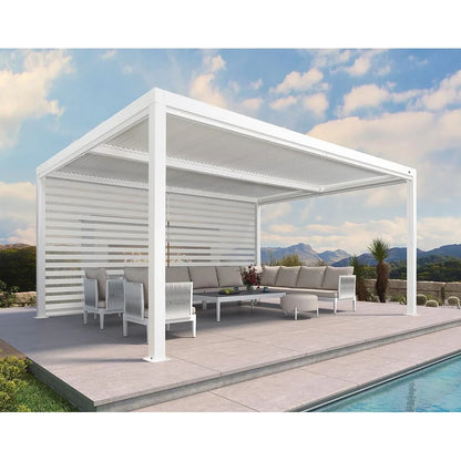 Louvered Pergola Modern White Pergola with Adjustable Roof for Deck Backyard Garden — product view 47