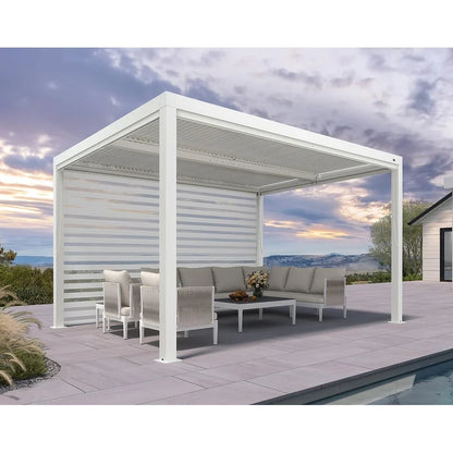 Louvered Pergola Modern White Pergola with Adjustable Roof for Deck Backyard Garden — product view 51