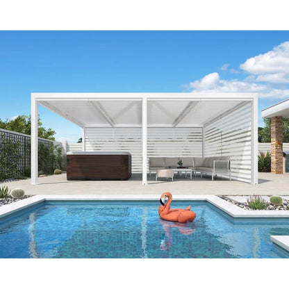 Louvered Pergola Modern White Pergola with Adjustable Roof for Deck Backyard Garden — product view 52