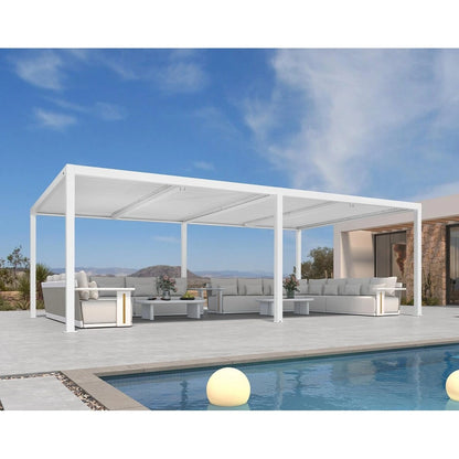 Louvered Pergola Modern White Pergola with Adjustable Roof for Deck Backyard Garden — product view 59