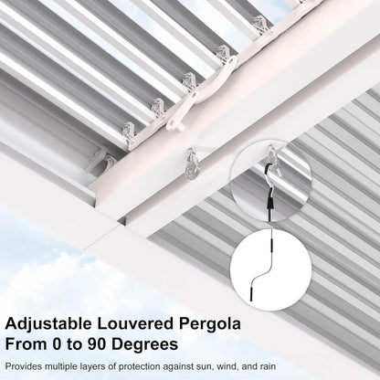 Louvered Pergola Modern White Pergola with Adjustable Roof for Deck Backyard Garden — product view 6