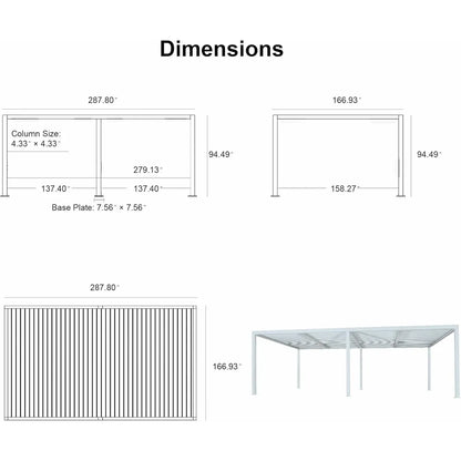 Louvered Pergola Modern White Pergola with Adjustable Roof for Deck Backyard Garden — product view 60