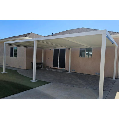 Louvered Pergola Modern White Pergola with Adjustable Roof for Deck Backyard Garden — product view 61