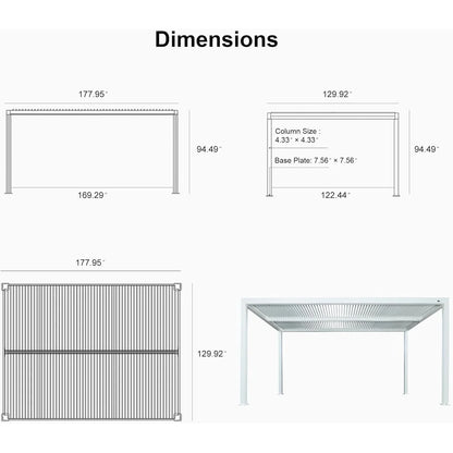 Louvered Pergola Modern White Pergola with Adjustable Roof for Deck Backyard Garden — product view 63