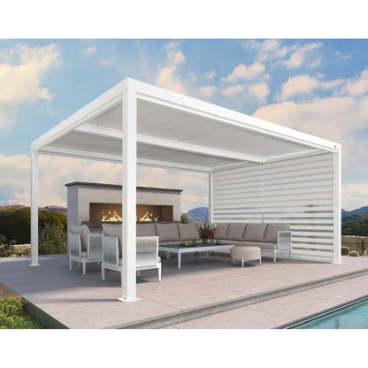 Louvered Pergola Modern White Pergola with Adjustable Roof for Deck Backyard Garden — product view 64